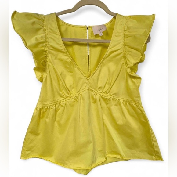 Women's Cinq À Sept Camille Flutter Sleeve Top Large Babydoll Flirty Date Chic - Picture 3 of 8
